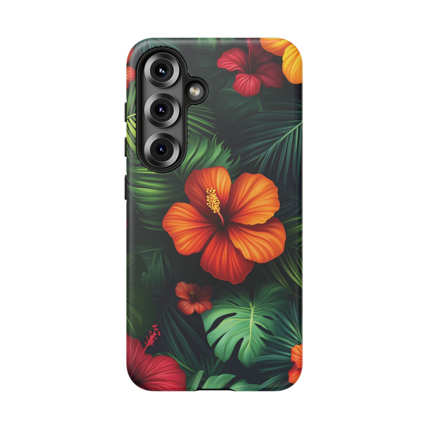 Tropical Flowers and Palm Leaves