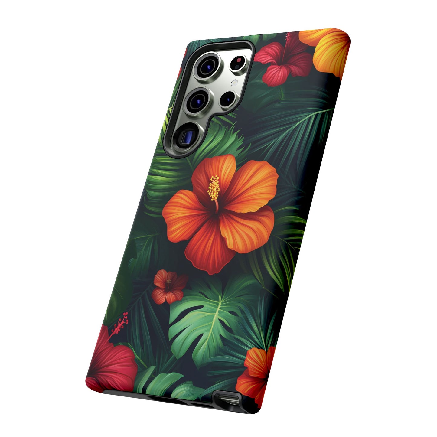 Tropical Flowers and Palm Leaves