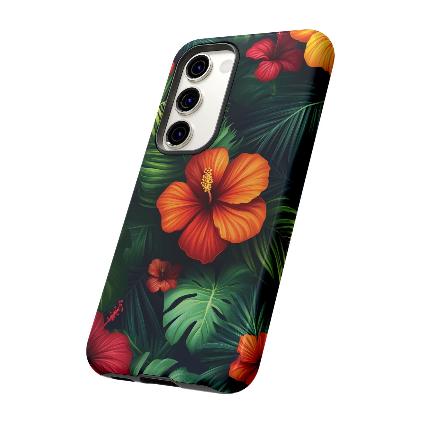 Tropical Flowers and Palm Leaves