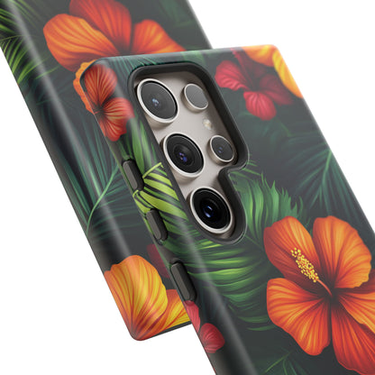 Tropical Flowers and Palm Leaves