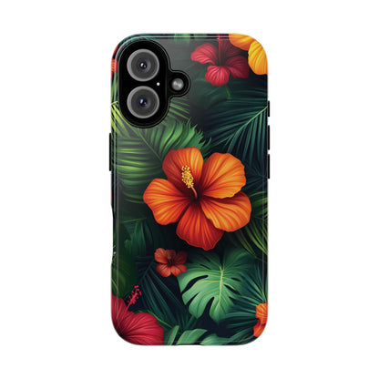 Tropical Flowers and Palm Leaves