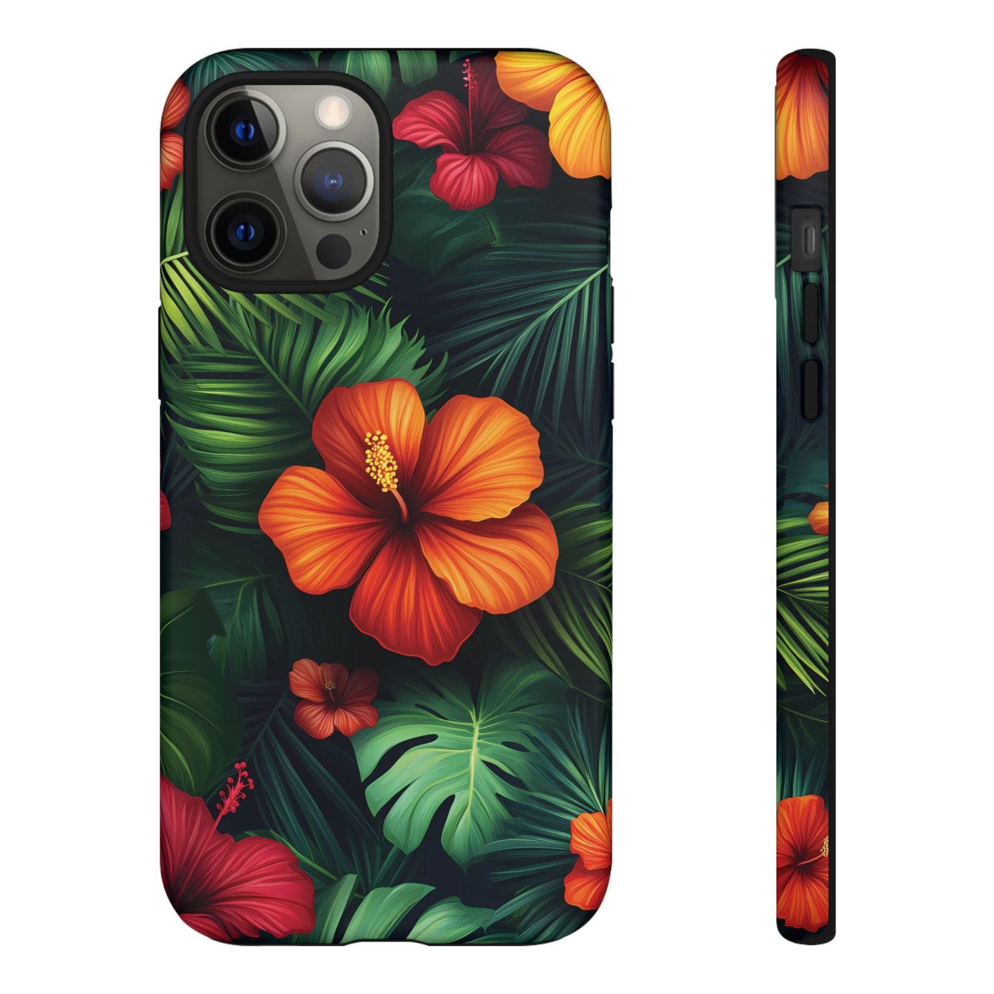 Tropical Flowers and Palm Leaves