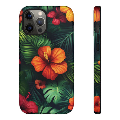 Tropical Flowers and Palm Leaves
