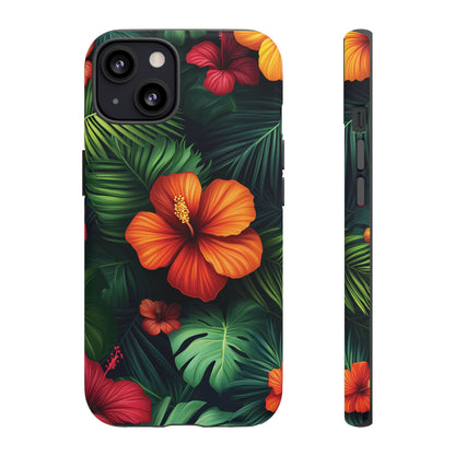 Tropical Flowers and Palm Leaves