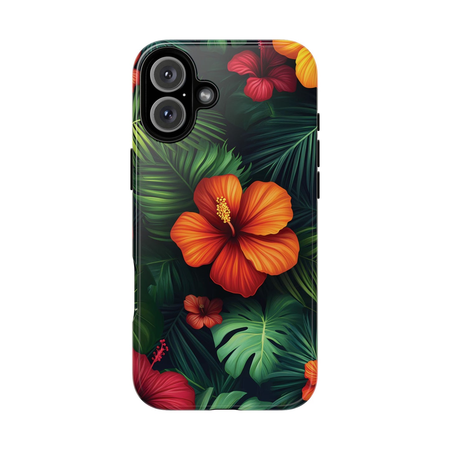 Tropical Flowers and Palm Leaves