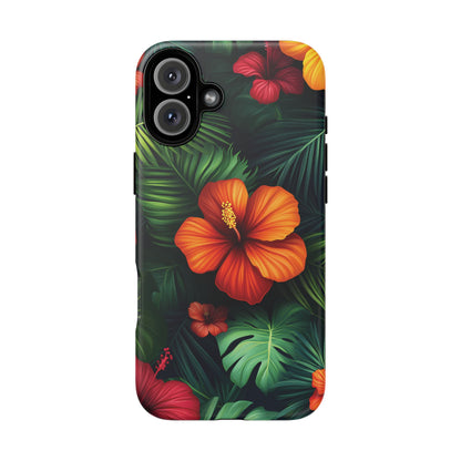 Tropical Flowers and Palm Leaves