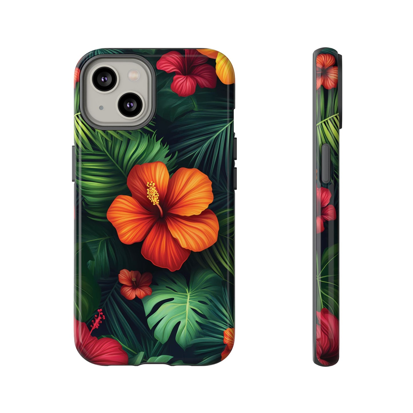 Tropical Flowers and Palm Leaves