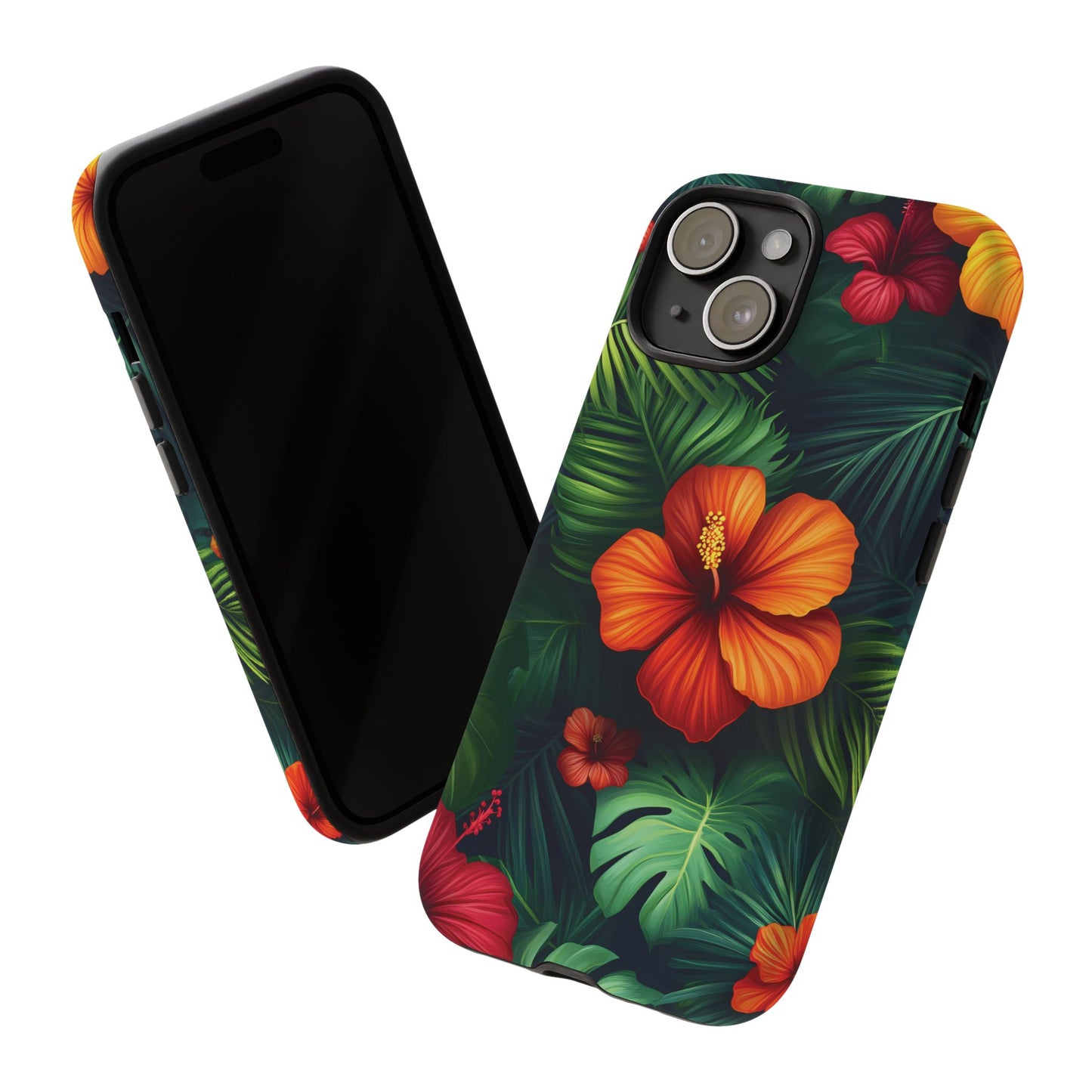 Tropical Flowers and Palm Leaves