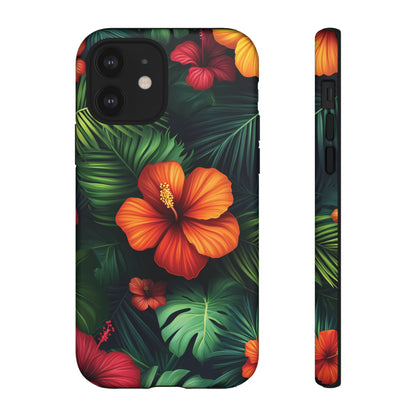 Tropical Flowers and Palm Leaves