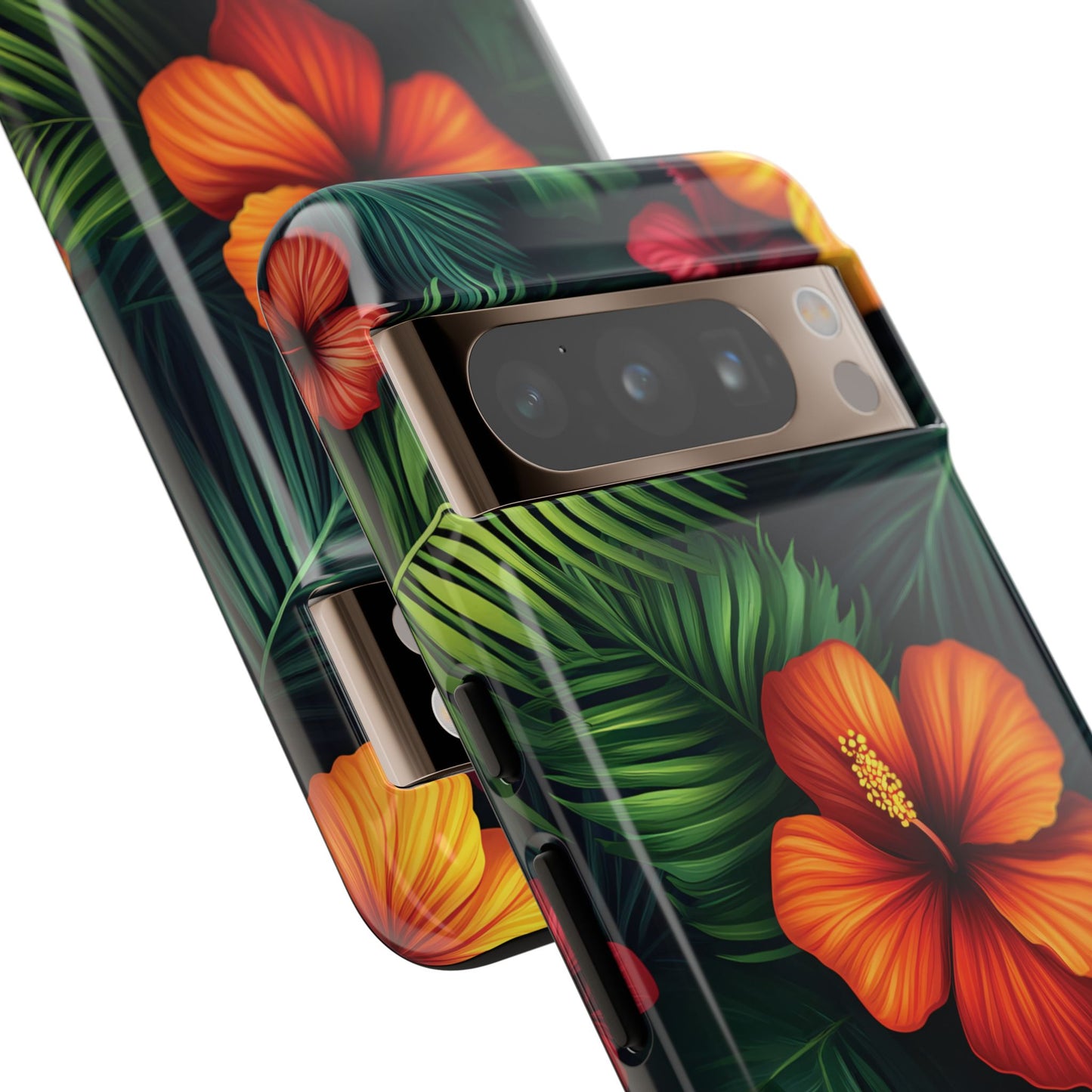 Tropical Flowers and Palm Leaves